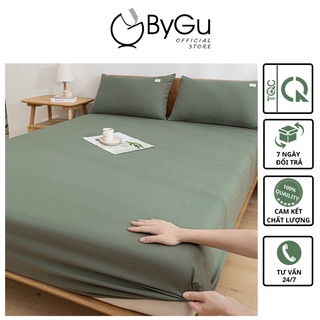 Bộ ga giường gối 3 món vỏ gối áo gối nằm cotton lụa cao cấp BYGU BGD01