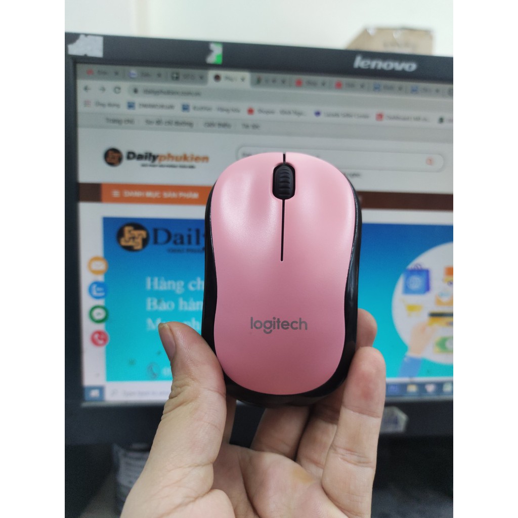 Chuột không dây màu hồng Logitech M220 Click không kêu