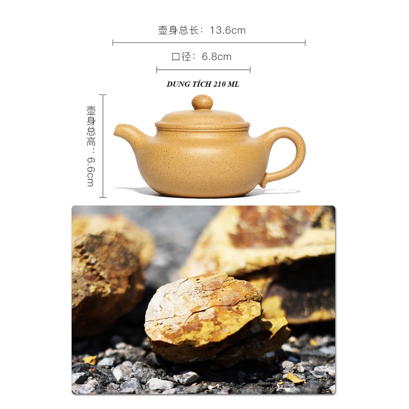 Ấm Tử Sa Nghi Hưng Phỏng Cổ 210 ml (Chi Ma Đoạn, Lọc Tổ Ong)