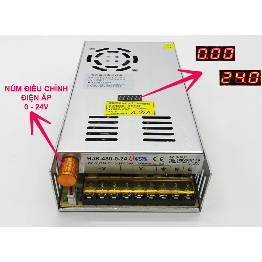 NGUỒN TÙY CHỈNH ĐIỆN ÁP 0V ĐẾN 24V 20A TRONG NHÀ