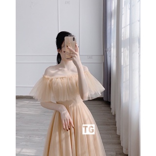 Váy đầm dự tiệc - Váy trắng công chúa,đầm thiết kế dự tiệc,kỷ yếu from,dạ hội,váy trễ vai dáng xoè