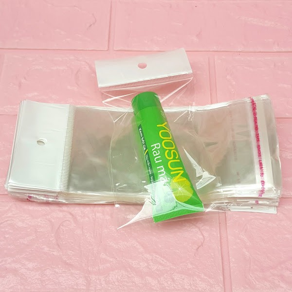 100g  Túi Opp dán mép  8x12cm  - Túi ni lông băng keo dán miệng - Bao nilon dán miệng