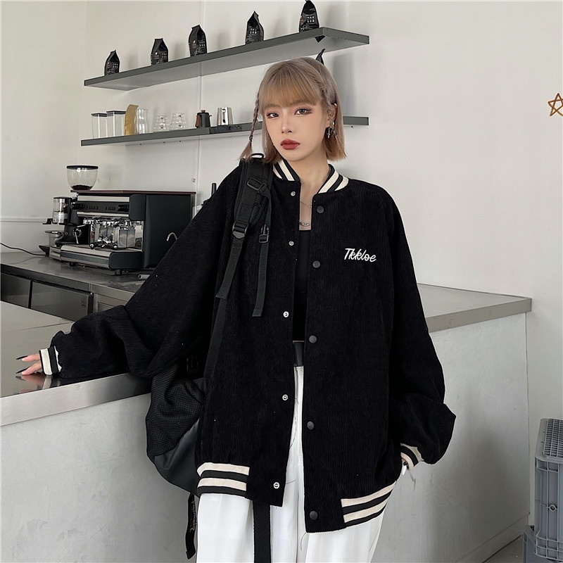 Áo khoác bomber nhung tăm TIKER áo khoác nhung tăm Unisex nam nữ hot trend - CUTE_ZOO