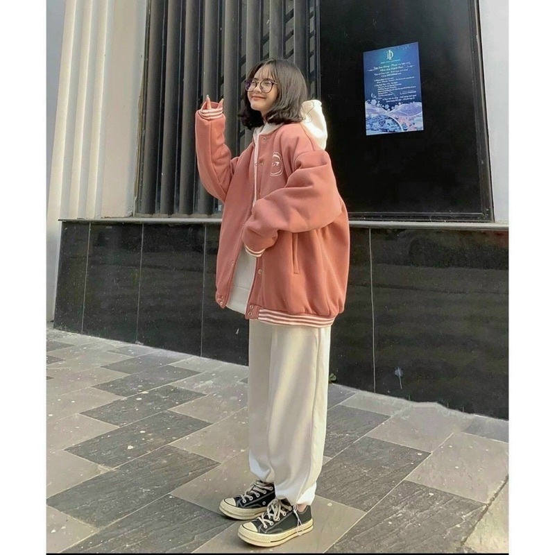 Áo khoác nỉ bomber Unisex form rộng cúc bấm dành cho nam nữ M3- AN STORE