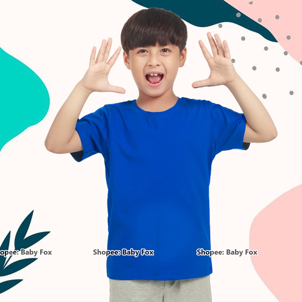 Áo thun trơn bé trai 100% cotton loại tốt, áo phông thương hiệu BABY FOX size nhí, trung, đại