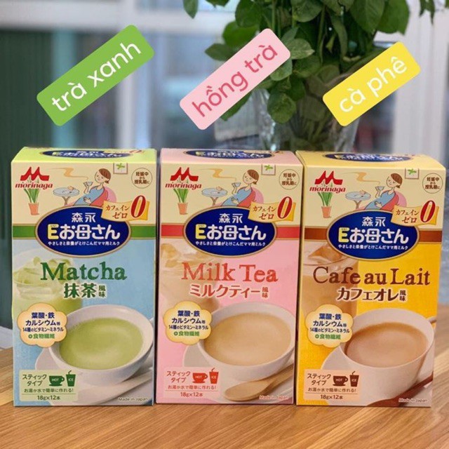 Sữa bầu dinh dưỡng dạng bột Morinaga Milk Tea hộp 12 gói x 18g