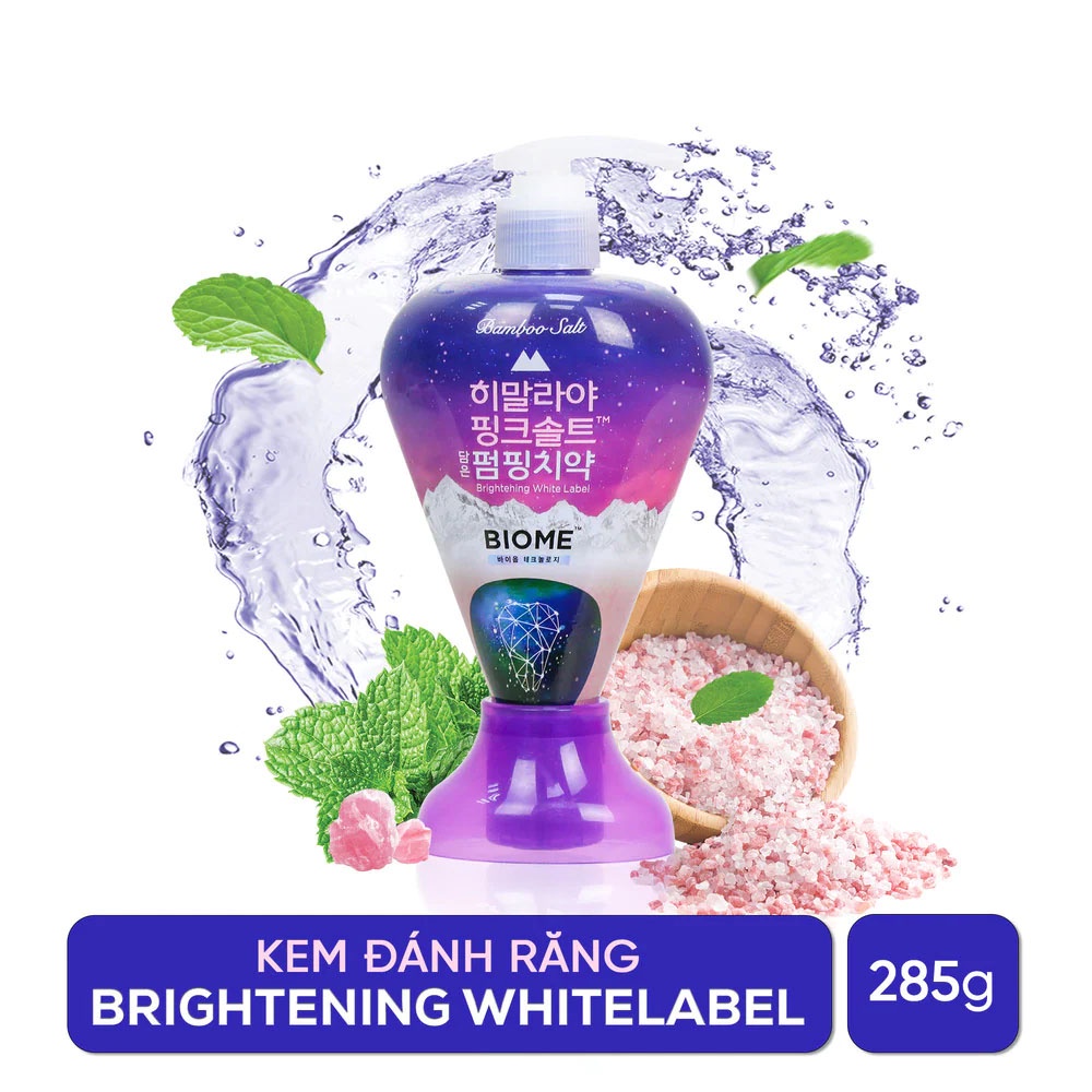 Kem Đánh Răng Bamboo Salt Himalaya Pinksalt Pumping Brightening White Label 285g