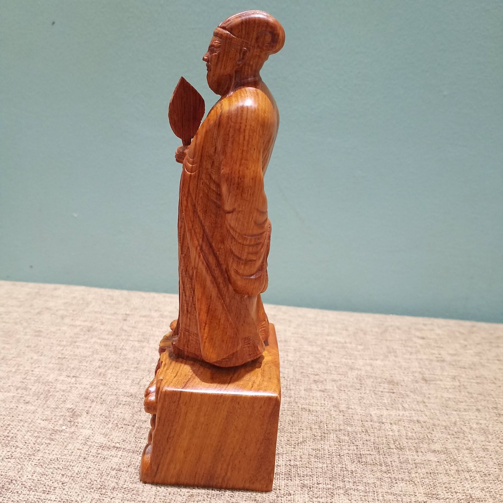 Tượng Khổng Minh (Gia cát lượng) gỗ hương cao 20 cm