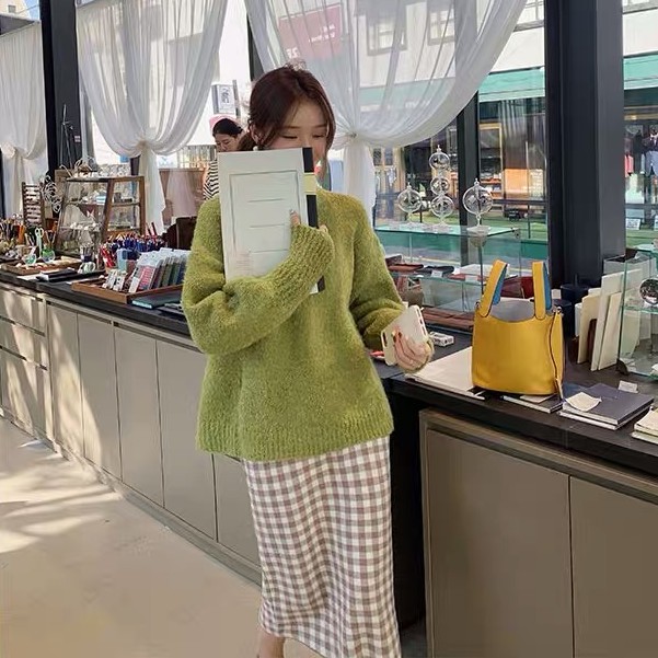 Váy midi thun len caro gingham - V632 | BigBuy360 - bigbuy360.vn