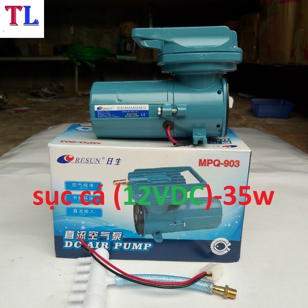 Máy sục sủi thổi khí oxy hồ cá cảnh 12v-35w chạy bình ắc quy