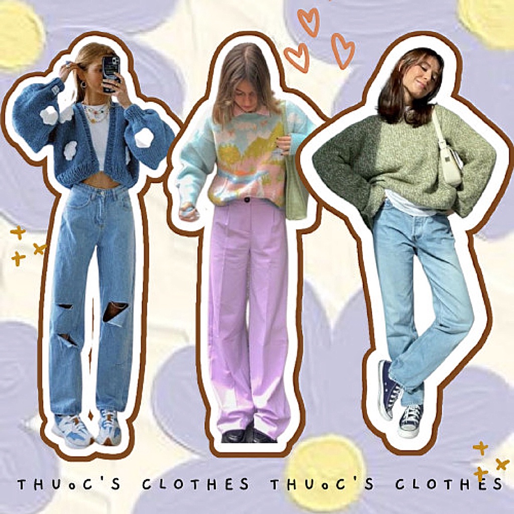 Tổng hợp Áo len nữ dài tay cổ lọ dày dặn phom dáng rộng, Cardigan form rộng, Áo lông, len tăm Ulzzang Hàn Quốc