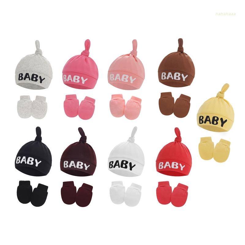 Bộ 2 Găng Tay Và Mũ Cotton Chống Trầy Xước Cho Bé Sơ Sinh
