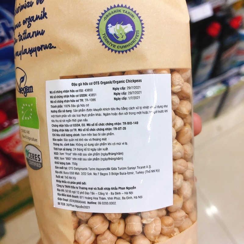 Đậu Gà Hữu Cơ OTS organic Nohut 750g