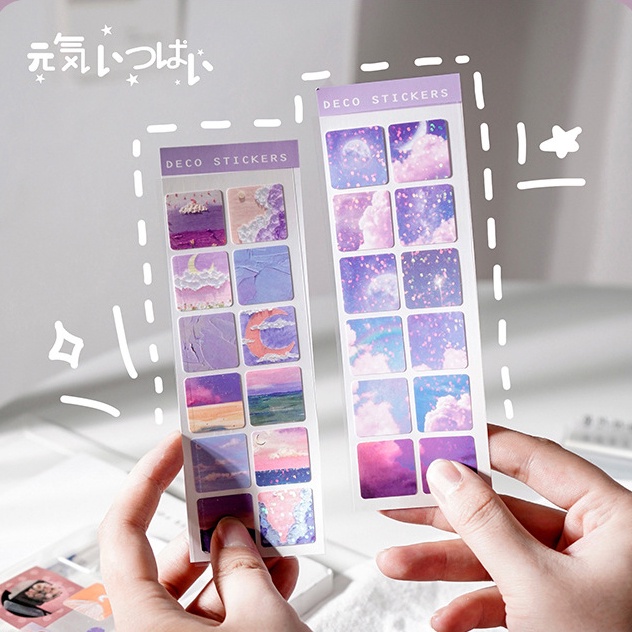 Miếng Dán PVC Màu Laser Lấp Lánh Họa Tiết Hoạt Hình Dễ Thương Chống Thấm Nước Trang Trí Nhật Ký