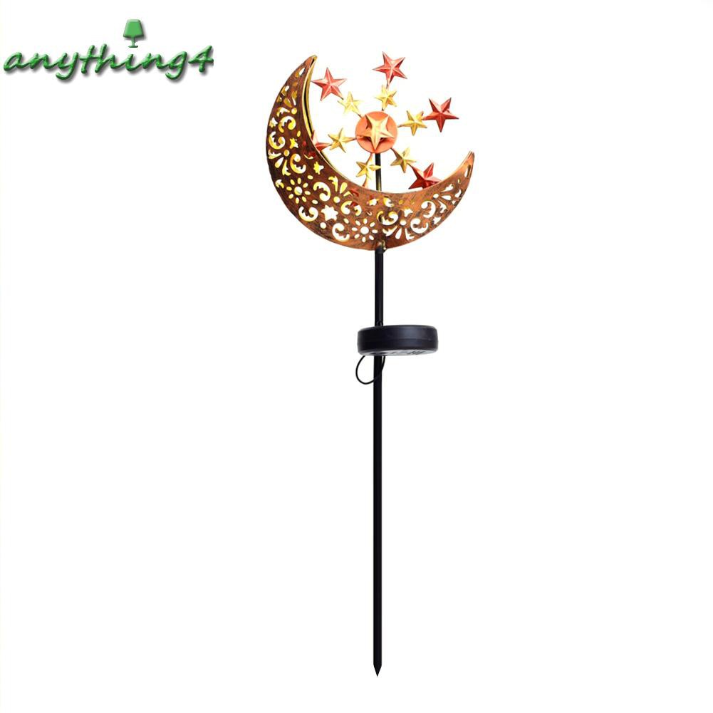 READY√LED Solar Light Hollow Out Moon Windmill Iron Lamp for Outdoor Garden Decor