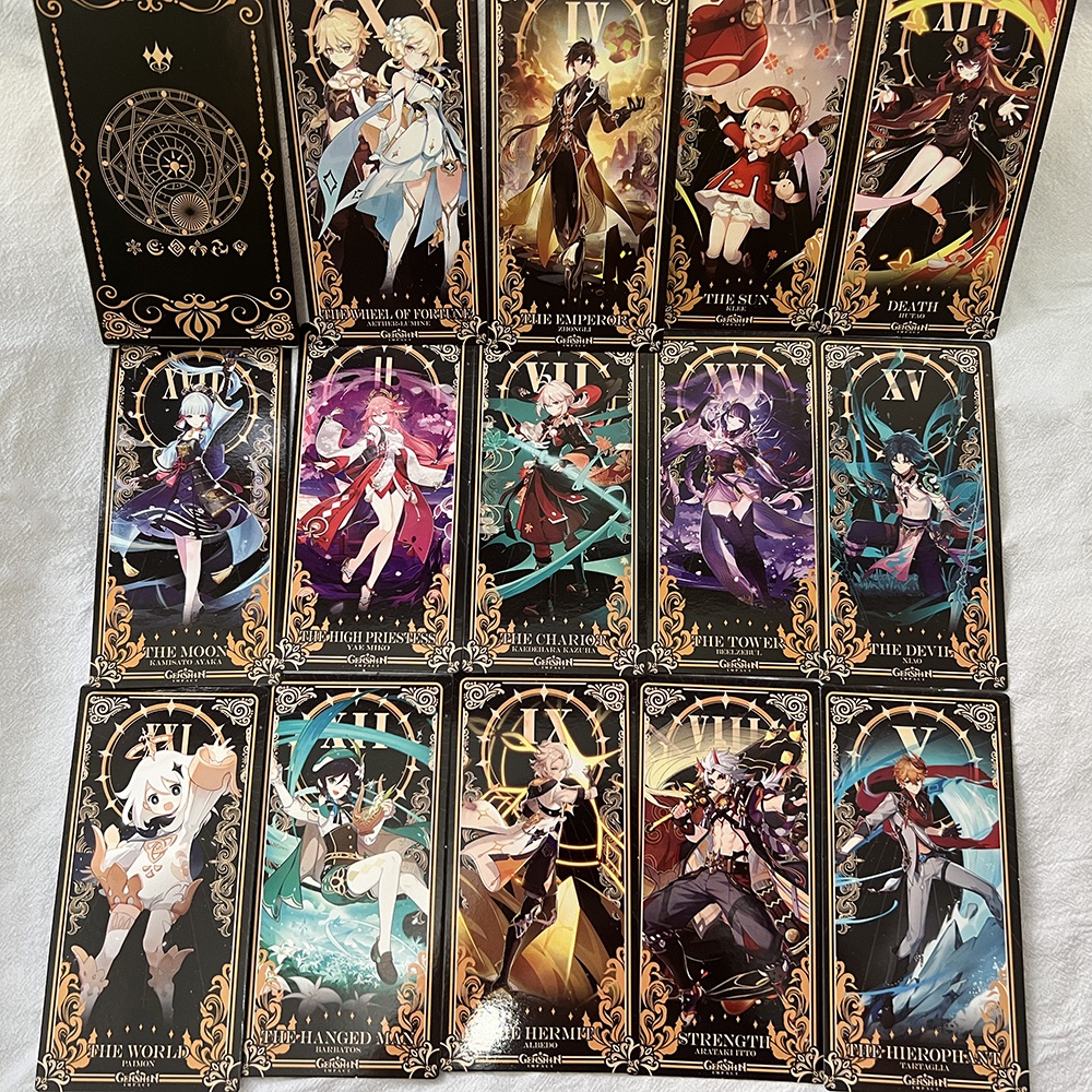 Bộ 22 Thẻ Bài Tarot Genshin Zhongli Kazuha Raiden Shogun Yae Miko Vita
