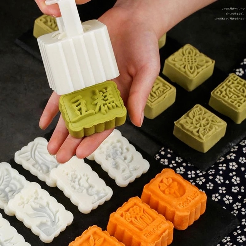 Khuôn Làm Bánh Trung Thu / Bánh Trung Thu Hình Vuông 50g DIY