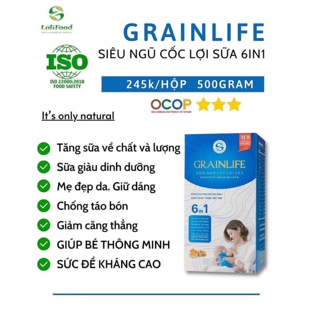 SIÊU NGŨ CỐC LỢI SỮA 6IN1 GRAINLIFE 500g - Sữa về ướt áo, bé bú no lâu và tăng cân đều