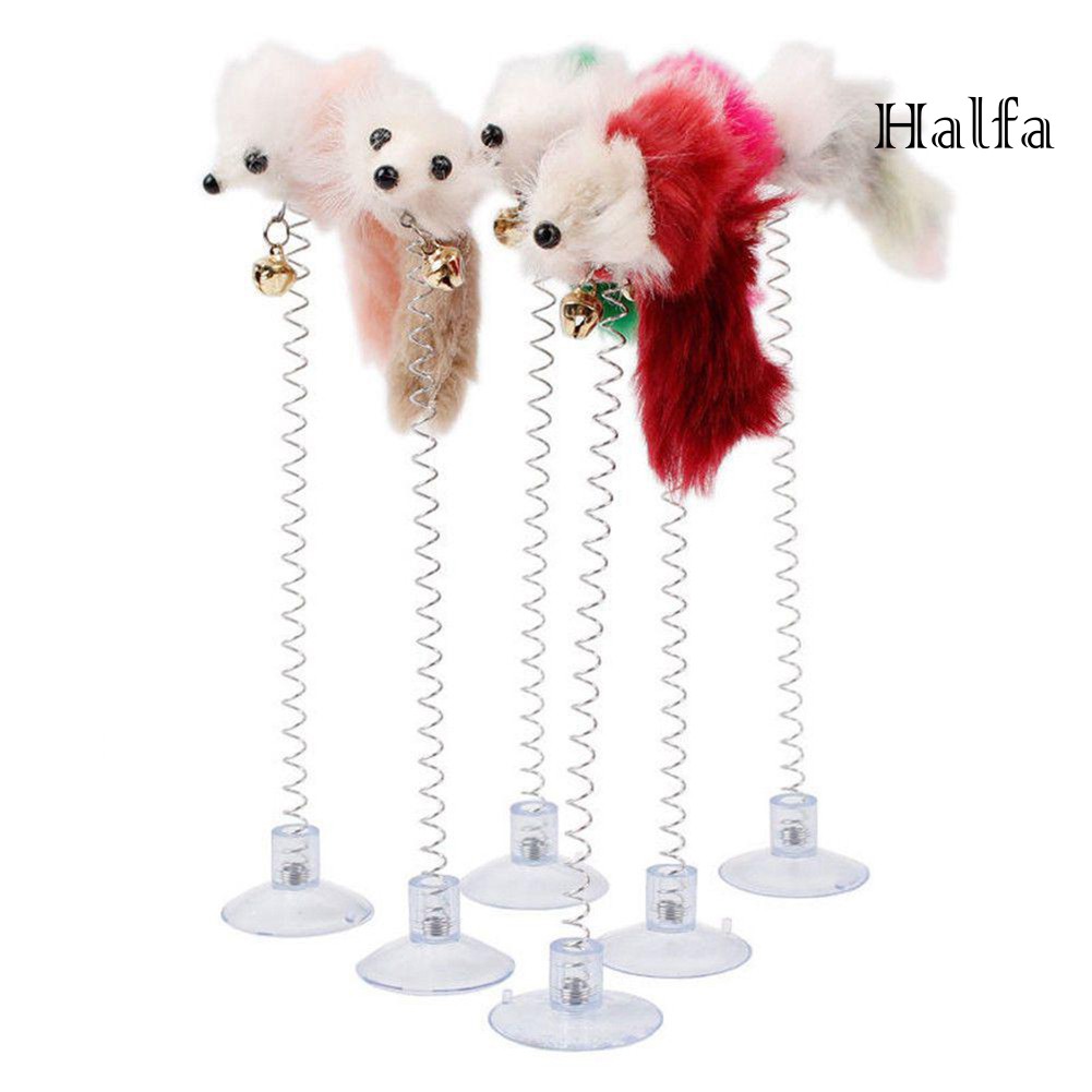 Đồ chơi chuột lông gắn lò xo tương tác cho mèo