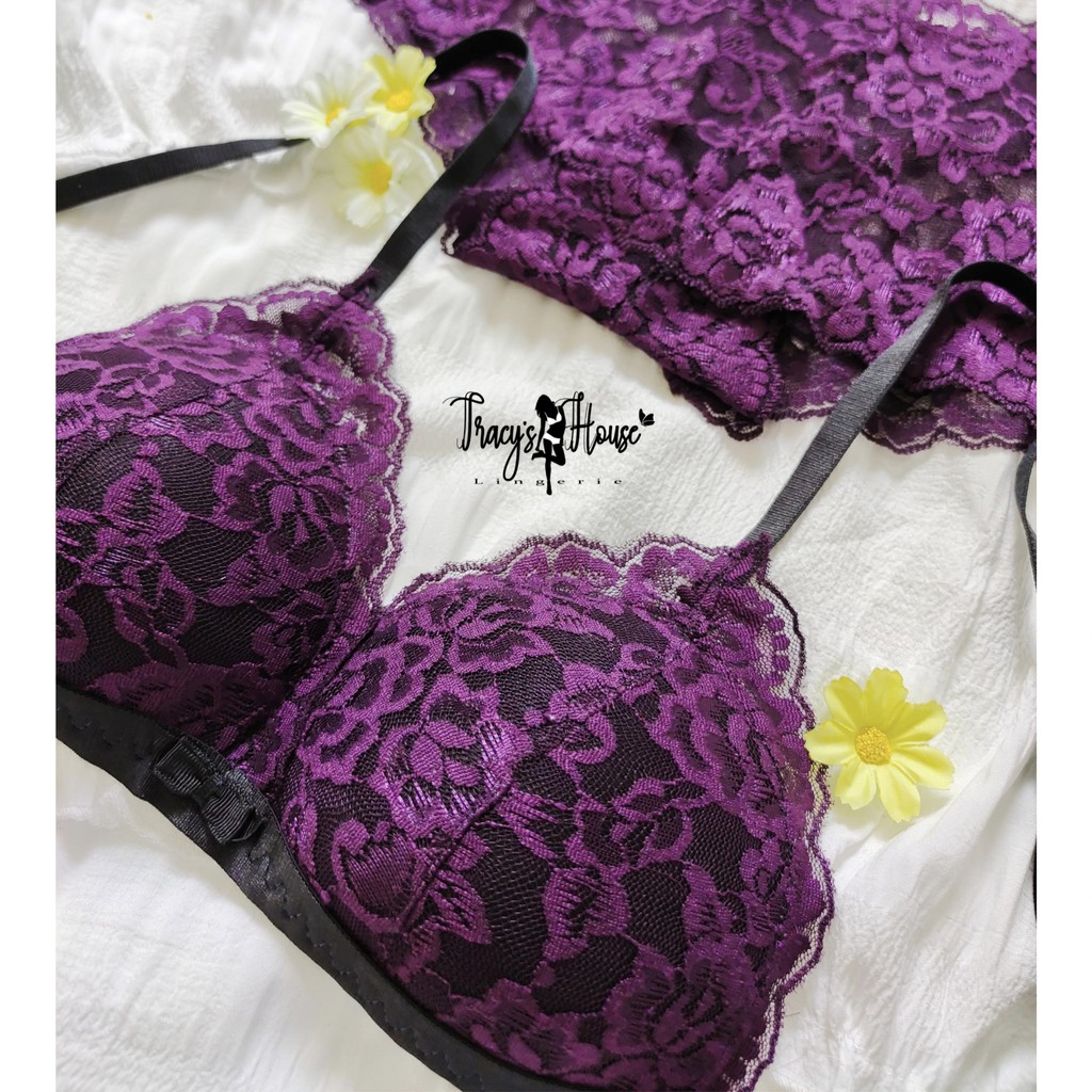 Set Bra - Bralette ren sexy không gọng, mút mỏng - Màu tím - NY04 | BigBuy360 - bigbuy360.vn