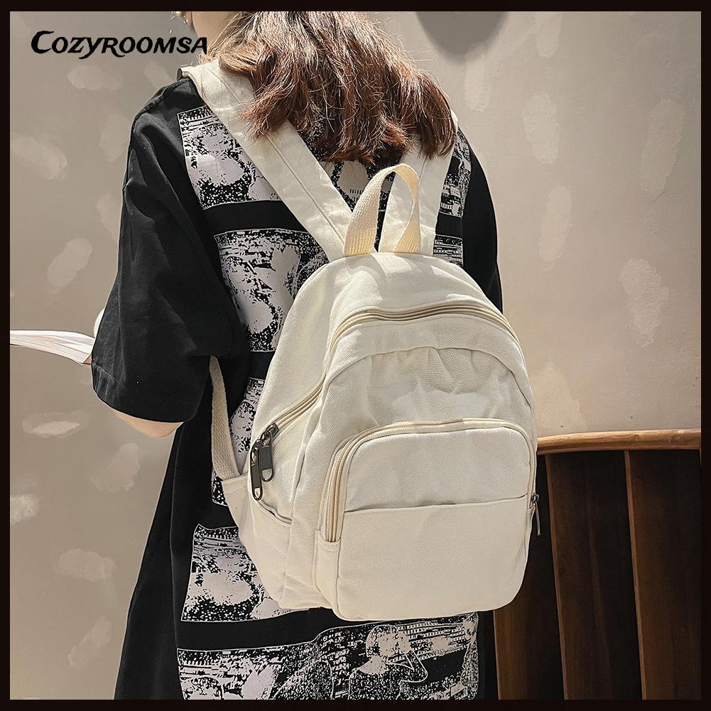 Ba Lô Canvas Màu Trơn Thời Trang Cho Nữ