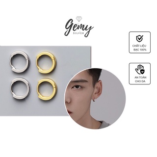 Khuyên tai nam tròn bạc nhiều size trơn basic nữ unisex (1 chiếc) | GEMY SILVER KN1 KN27