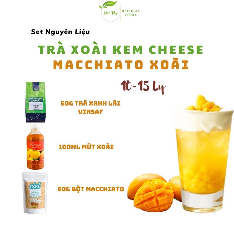 Set Nguyên Liệu Trà Xoài Kem Cheese, Macchiato Xoài 30-40 Ly Trà Trái Cây