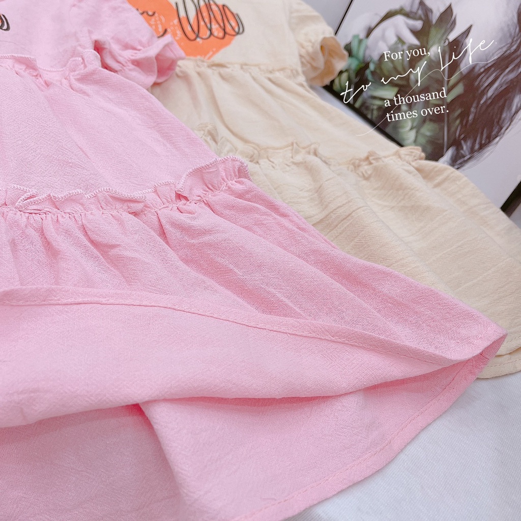 Váy bé gái đũi sần bèo 2 tầng tùng xòe rộng XHN955