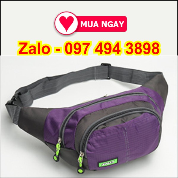 Túi đeo hông buôn bán đựng tiền nam nữ nhiều ngăn màu sắc thời trang vải 2 lớp bền