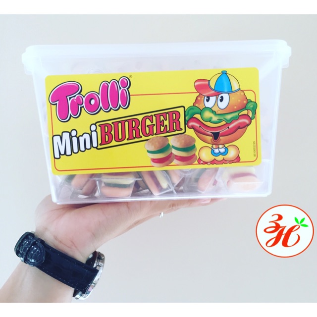 Kẹo dẻo Hamberger Trolli hộp 600 date T7/24 Mỹ