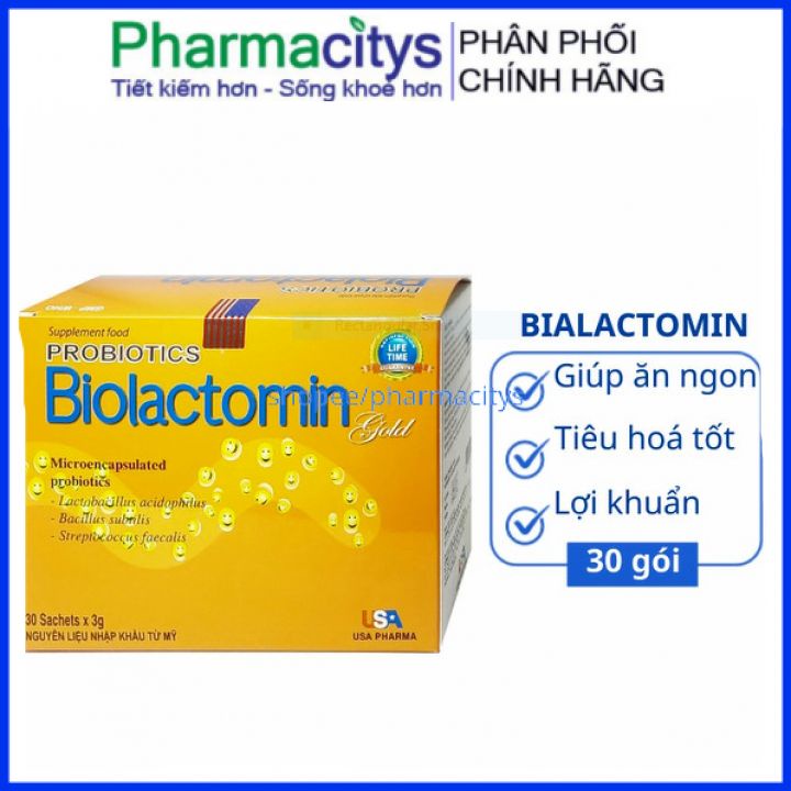 Men tiêu hóa vi sinh đường ruột Biolactomin Gold cân bằng hệ vi sinh, hỗ trợ rối loạn tiêu hóa, giúp ăn ngon – Hộp 30 gó