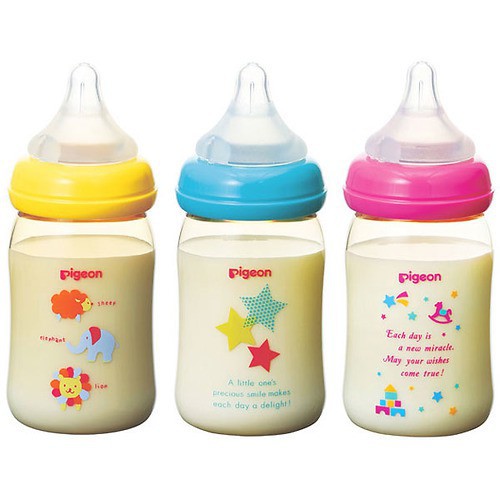 Bình Pigeon cổ rộng 160ml phiên bản hoạt hình (nhiều loại)CHÍNH HÃNG thuận tiện khi mang theo bình đi xa