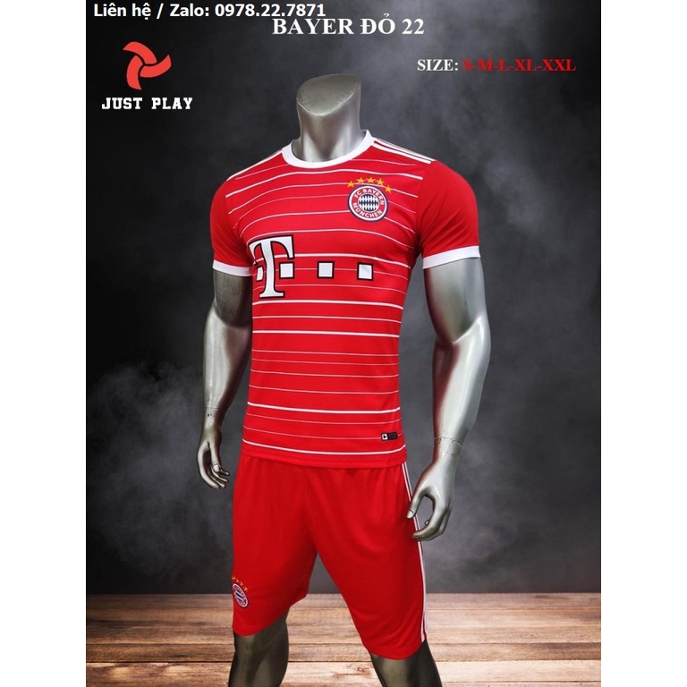 Bộ quần áo bóng đá, đồ đá banh Bayern Munich Sân Nhà Màu Đỏ 2022-2023 Vải Thun Lạnh Cao Cấp