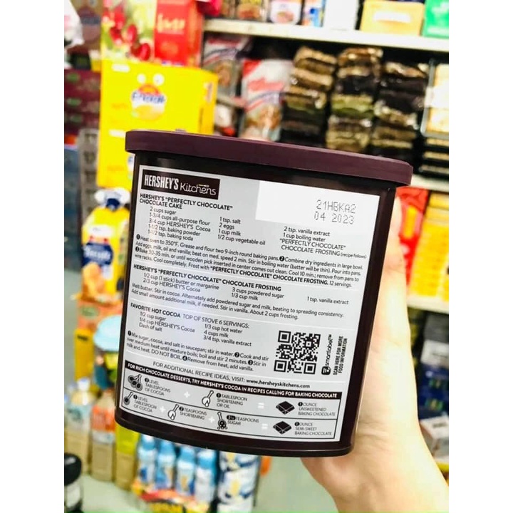 BỘT CACAO HÒA TAN TỰ NHIÊN KHÔNG ĐƯỜNG HERSHEY'S COCOA 226G CHÍNH HÃNG - 10284