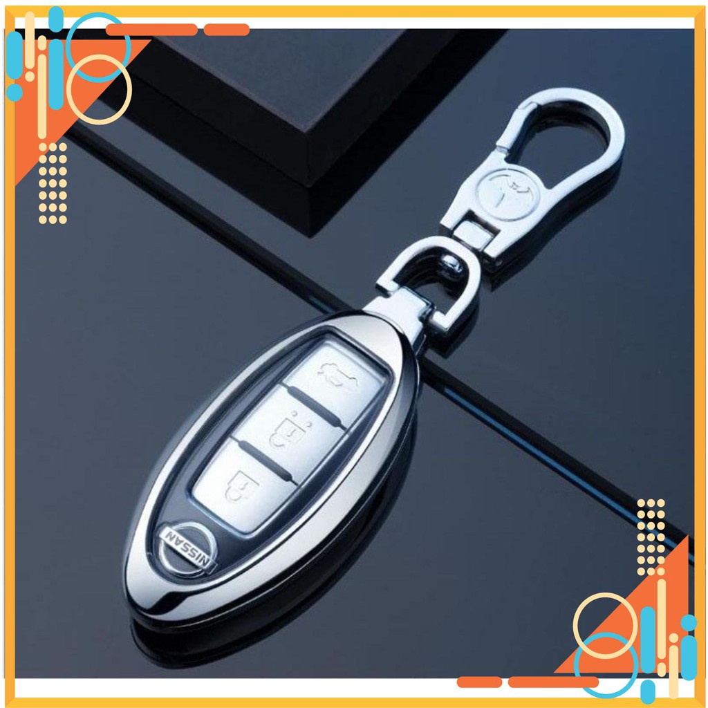 Ốp chìa khóa inox có lót bọc silicon dành cho xe Nissan Xtrail, navara-mẫu M02