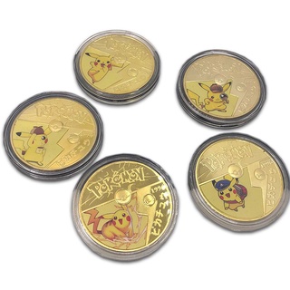 Thẻ Tiền Xu Pokemon Pikachu Mạ Vàng Đồng Xu Bộ Sưu Tập Thẻ Quà Tặng Lưu Niệm