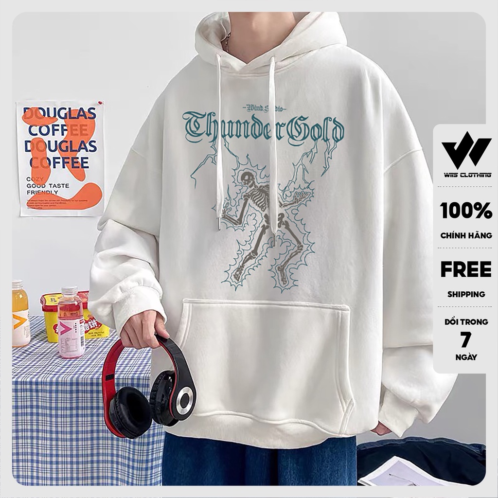 Áo hoodie unisex form rộng WIIS nỉ bông Thunder thời trang nam nữ oversize