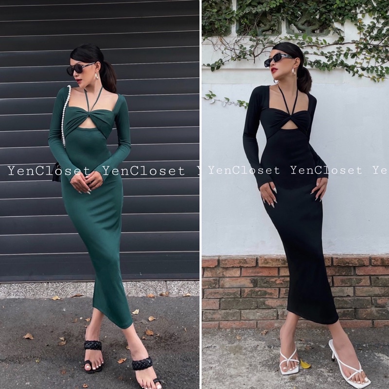 Hình chính chủ YENCLOSET - Body tay dài cột cổ sang chảnh, tôn dáng xuất sắc , hàng thiết kế siêu xịn