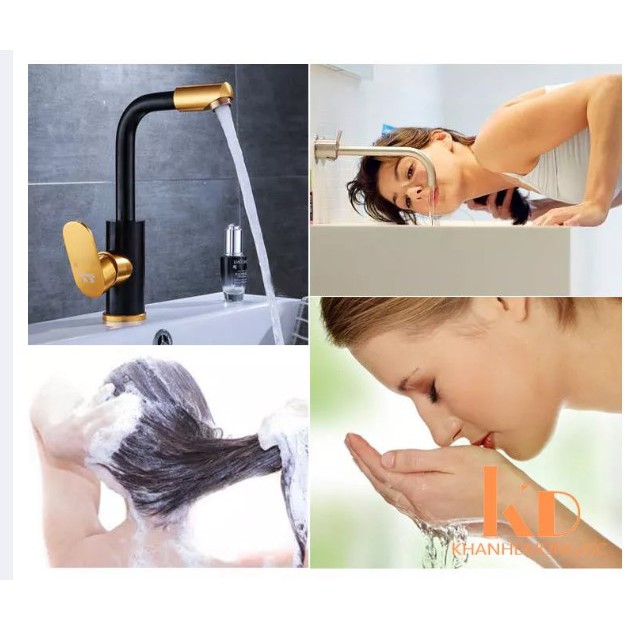 Vòi lavabo nóng lạnh Richtree cắm chậu 1 trụ FL36 đồng sơn tĩnh điện không bong tróc+ tặng bộ dây cấp nóng lạnh