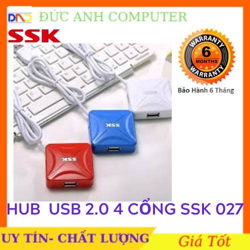 Hub USB 4 cổng 2.0 SSK SHU027 Rất Tiện Dụng- Chính Hãng Phân Phối- Thiết Kế Đẹp Mắt