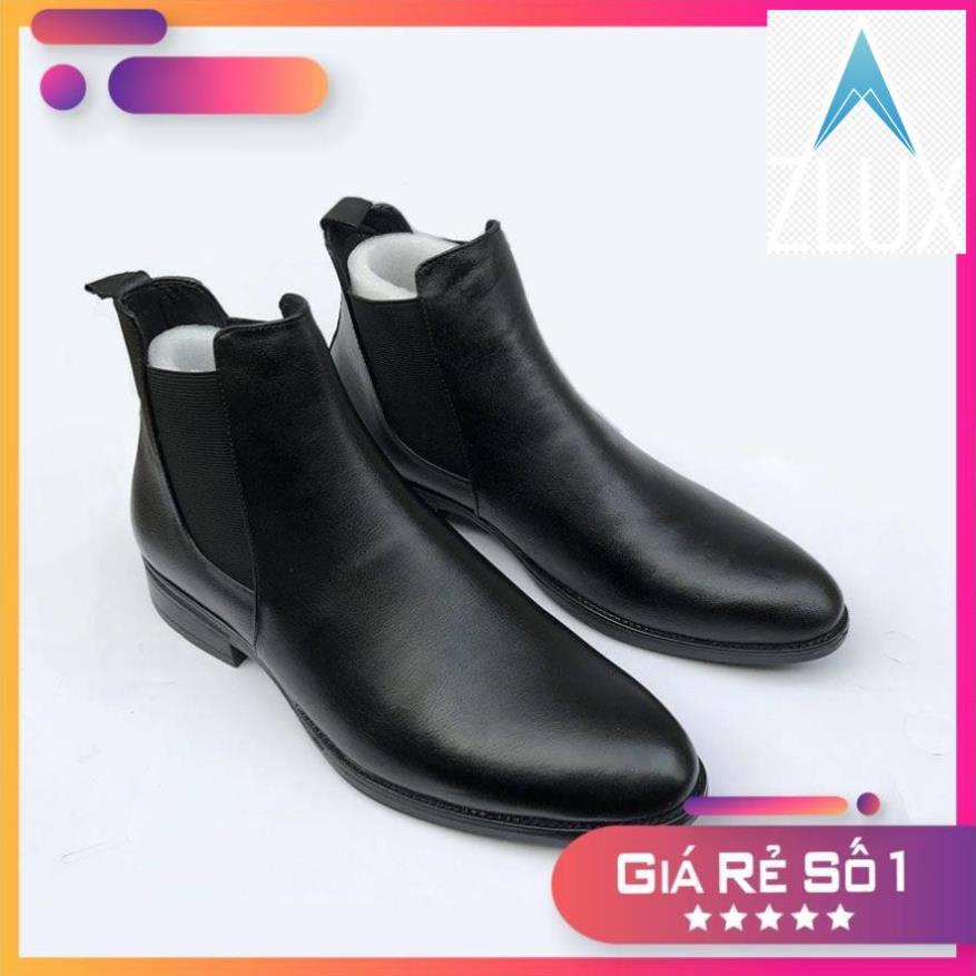 👪 . Giày Nam Da Bò chelsea boot Trơn Chun Chéo Kiểu Dáng Đẹp, tăng chiều cao ; 👪