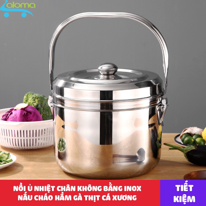 Nồi ủ nhiệt chân không đế gang 7 lít Thermal Cooker hầm gà hầm xương nấu cháo ⚡ Dùng được bếp hồng ngoại, bếp gas, từ⚡