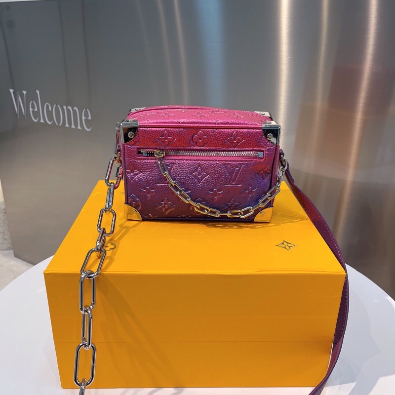 túi đeo chéo nữ dáng hộp phối màu 3d dây đeo da phối dây xích louis vuitton LV