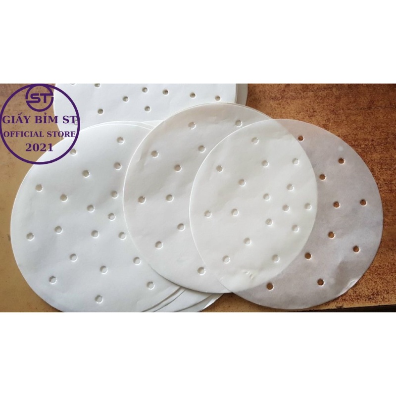 Giấy nến, giấy sáp đục lỗ lót nồi chiên không dầu 100 tờ, lót bánh bao, nướng bánh, chống dính