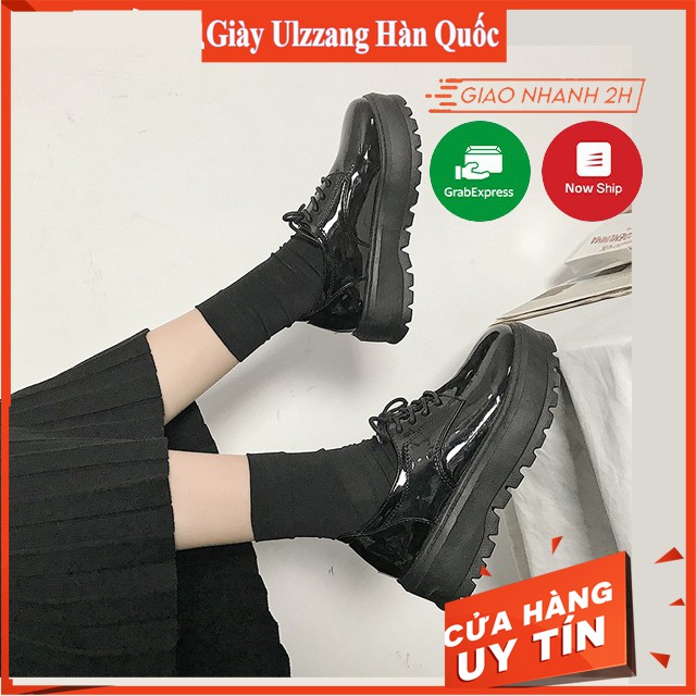 Giày bánh mỳ da bóng ulzzang nữ đế cao 5cm