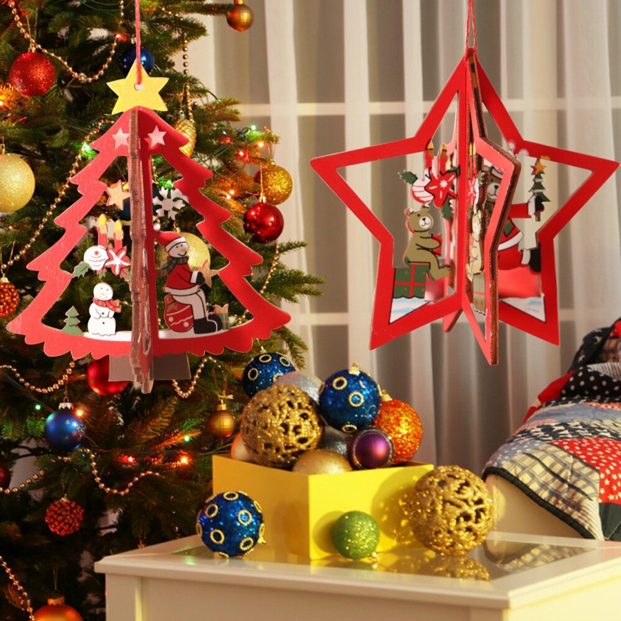 Dây Treo Trang Trí Giáng Sinh Cao Cấp Bằng Gỗ - 3 Mẫu trang trí noel cây thông decor trang trí