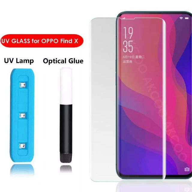 Kính cường lực Full keo UV cho Oppo Find X Full màn hình siêu đẹp ( Trong suốt )