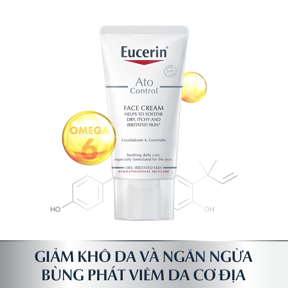 EUCERIN Kem Dưỡng Giảm Ngứa, Đỏ Cho Da Mặt Eucerin Ato Control 12% Omega 50ml