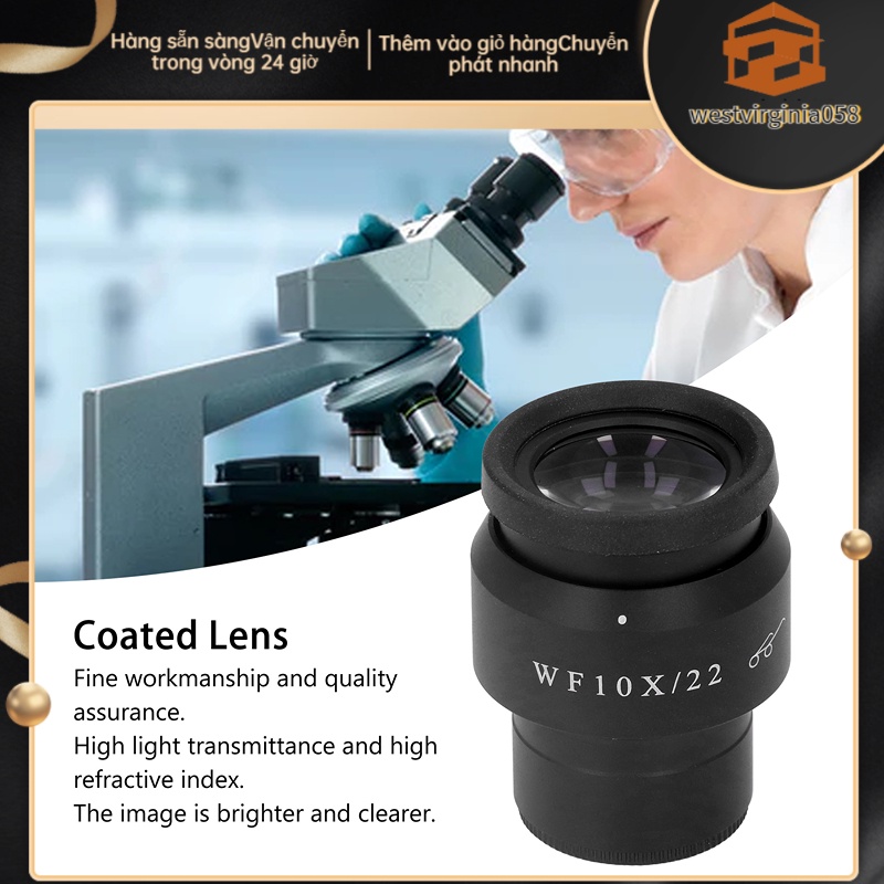 Có thể bán buôn Thị kính hiển vi WF10X / 22mm 30mm Giao diện rộng Góc cao cho phòng thí nghiệm Westvirginia058 Hàng giao ngay