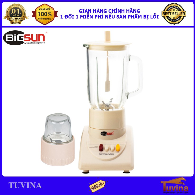 Máy Xay Sinh Tố Cối Thủy Tinh 1.25 Lít Bigsun BB-179 - Hàng Chính Hãng (Bảo Hành 12 Tháng)